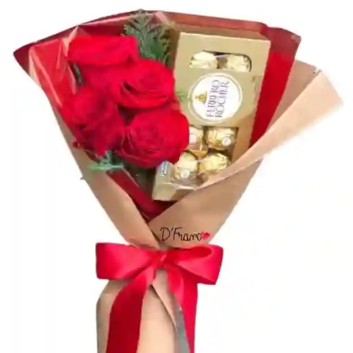 Bouquet De Rosas Con Ferreros