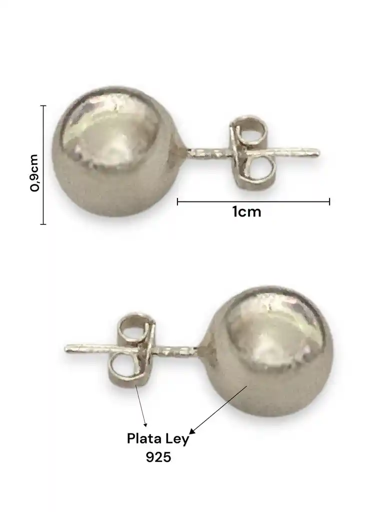 Arete En Plata Ley 925, Topito En Plata Ley 925, Joyeria Joyas