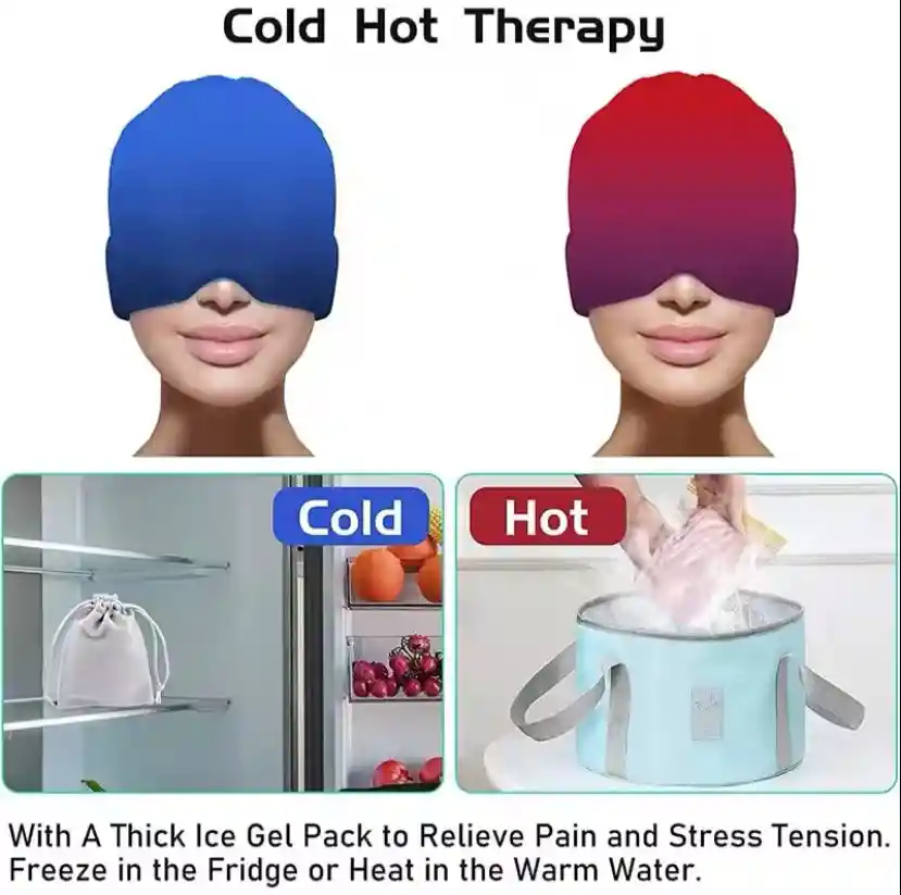 Gorro Gel Alivio Migraña Dolor Cabeza Compresa Frio Caliente