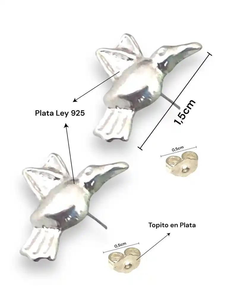 Arete En Plata Ley 925, Topito En Plata Ley 925, Joyeria Joyas