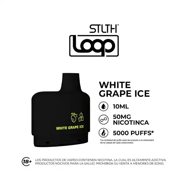 Vaper Stlth Loop Pod 5000 Pffs White Grape Ice Caja X 1 Und