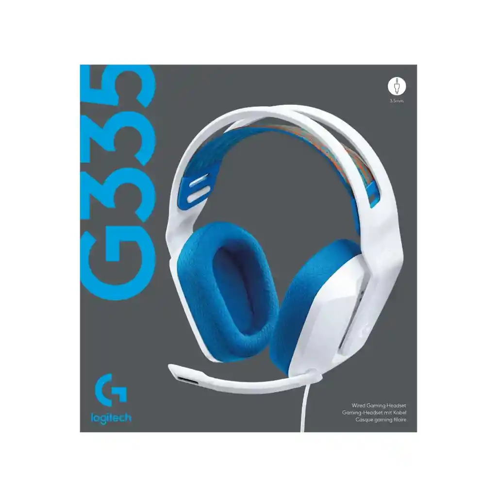 Audífonos Diadema Gaming Logitech G335 /cable Blanco