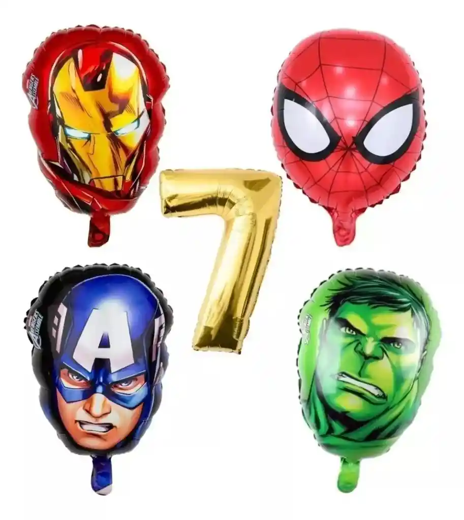 Kit Globos Super Heroes Marvel Número Decoración Niño # 7