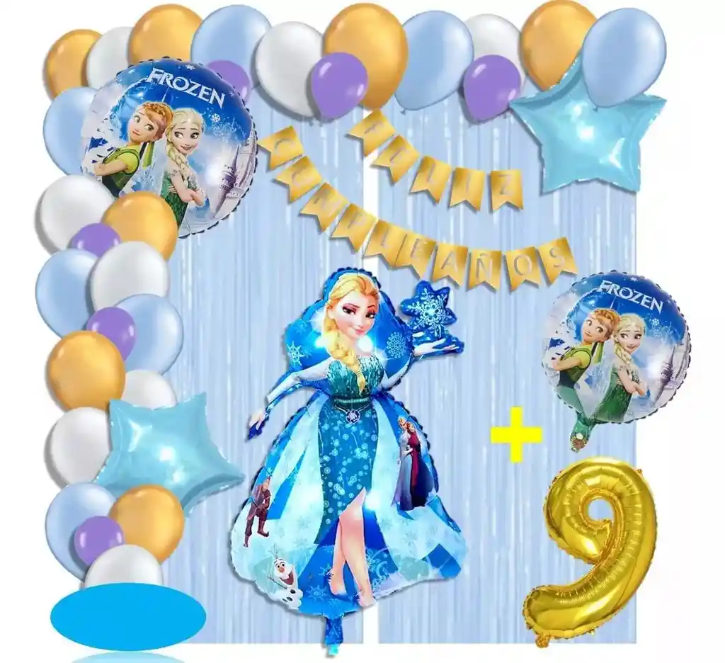 Arco Globos Decoración Frozen Cortina Azul Cumpleaños # 9