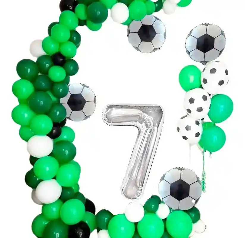 Kit Globo Decoracion Futbol Verde Numero # 7