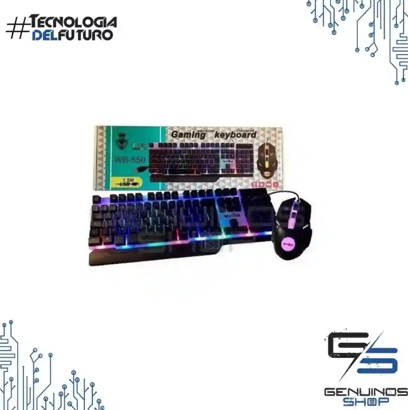 Combo Gamer Teclado Con Ñ + Mouse Óptico Usb Con Luz Wb-550