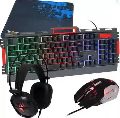 Combo Gamer Teclado Luces + Mouse 6 Botones + Audífonos K58