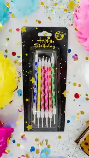 Vela Cumpleaños Globos De Colores X6 Unidades