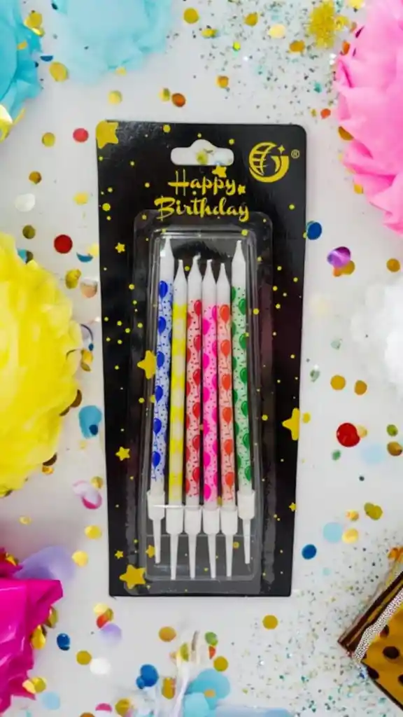 Vela Cumpleaños Globos De Colores X6 Unidades