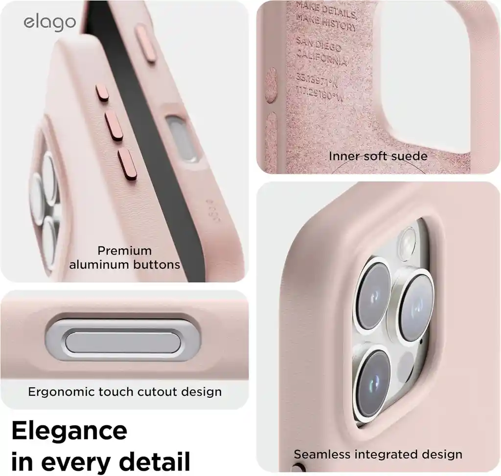 Estuche Para Iphone 16 Pro Max Magsafe Leather Elago Rosado