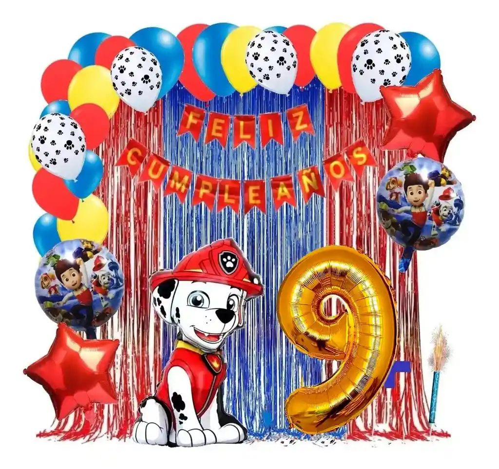 Kit Decoracion Patrulla Canina Dalmata Bombero Rojo Azul # 9