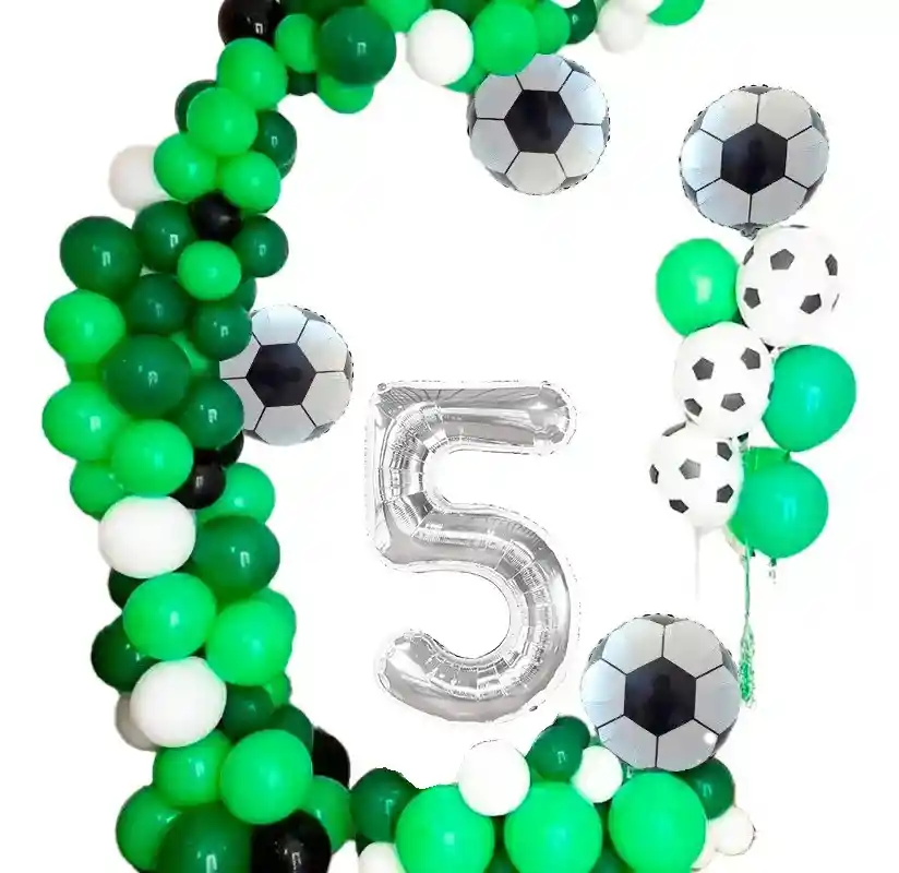 Kit Globo Decoracion Futbol Verde Numero # 5