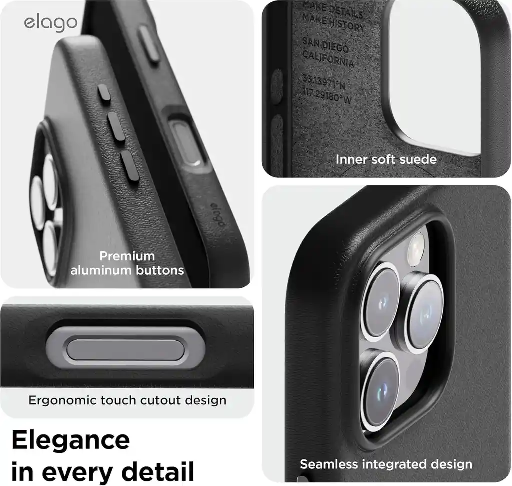 Estuche Para Iphone 16 Pro Max Magsafe Leather Elago Negro