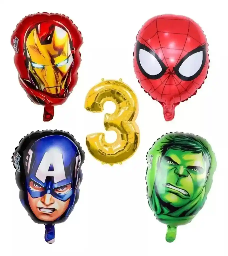 Kit Globos Super Heroes Marvel Número Decoración Niño # 3