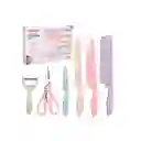 Set De Cuchillos Juego X6 Piezas Colores Pastel Cocina Knife