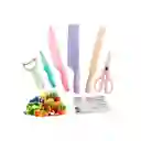 Set De Cuchillos Juego X6 Piezas Colores Pastel Cocina Knife