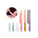 Set De Cuchillos Juego X6 Piezas Colores Pastel Cocina Knife