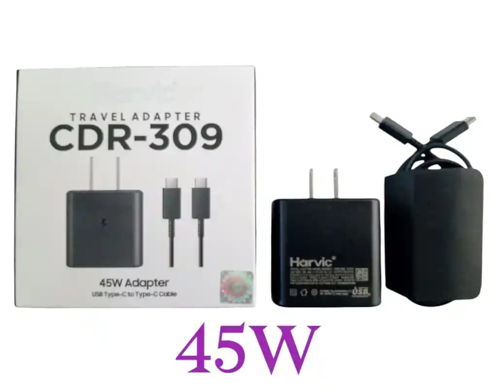 Cargador Completo Harvic Cdr-309 45w Tipo C Carga Raida