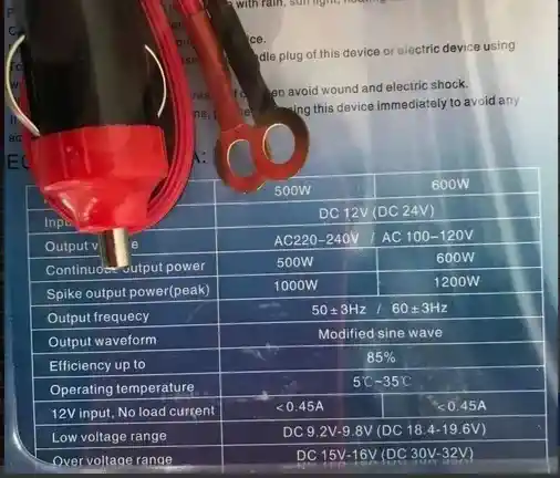 Conversor Inversor Portátil 12v Dc A 110v Ac De 600w