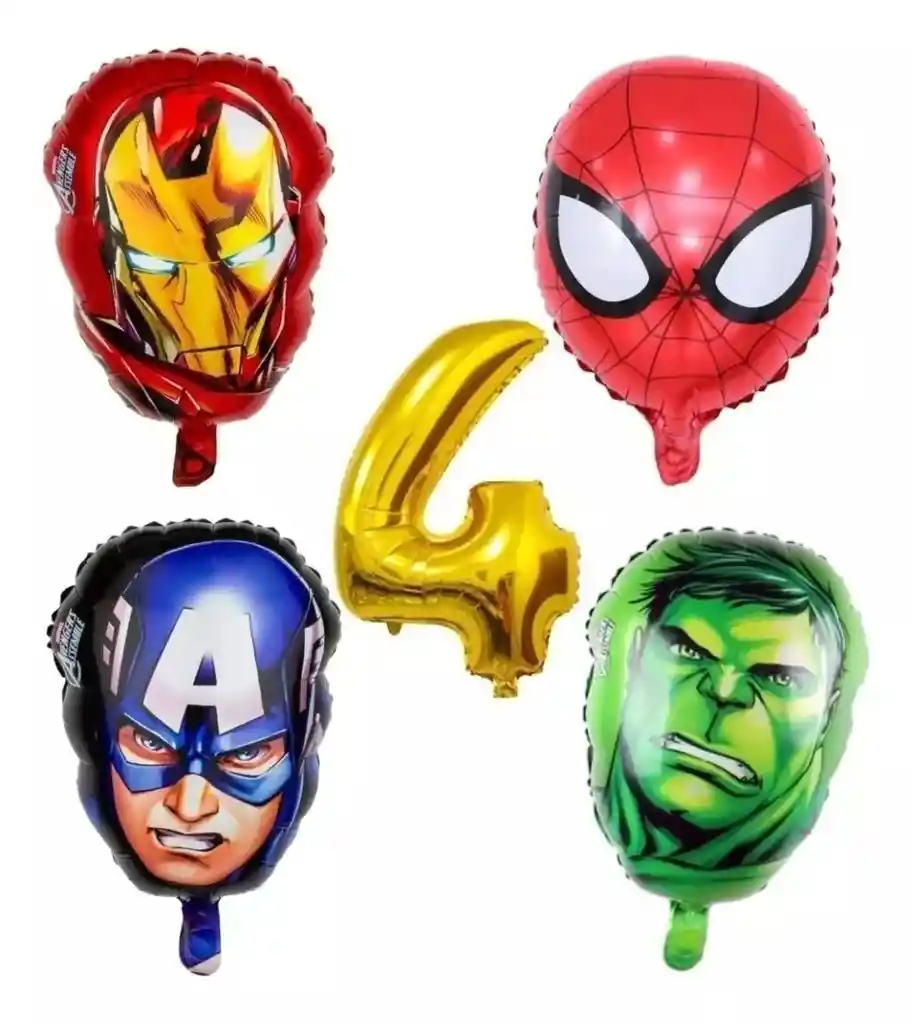 Kit Globos Super Heroes Marvel Número Decoración Niño # 4