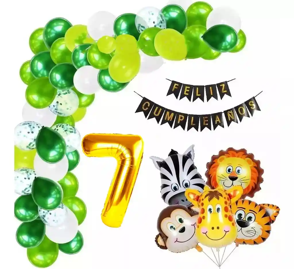 Kit Arco Globos Decoracion Verde Selva Animales Cumpleaños # 7