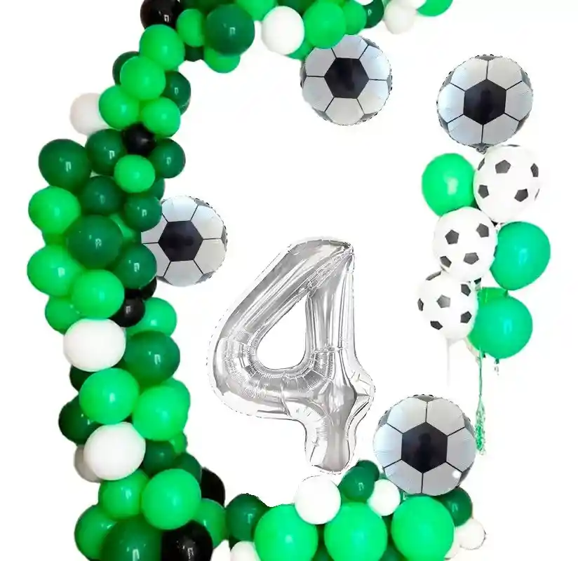 Kit Globo Decoracion Futbol Verde Numero # 4