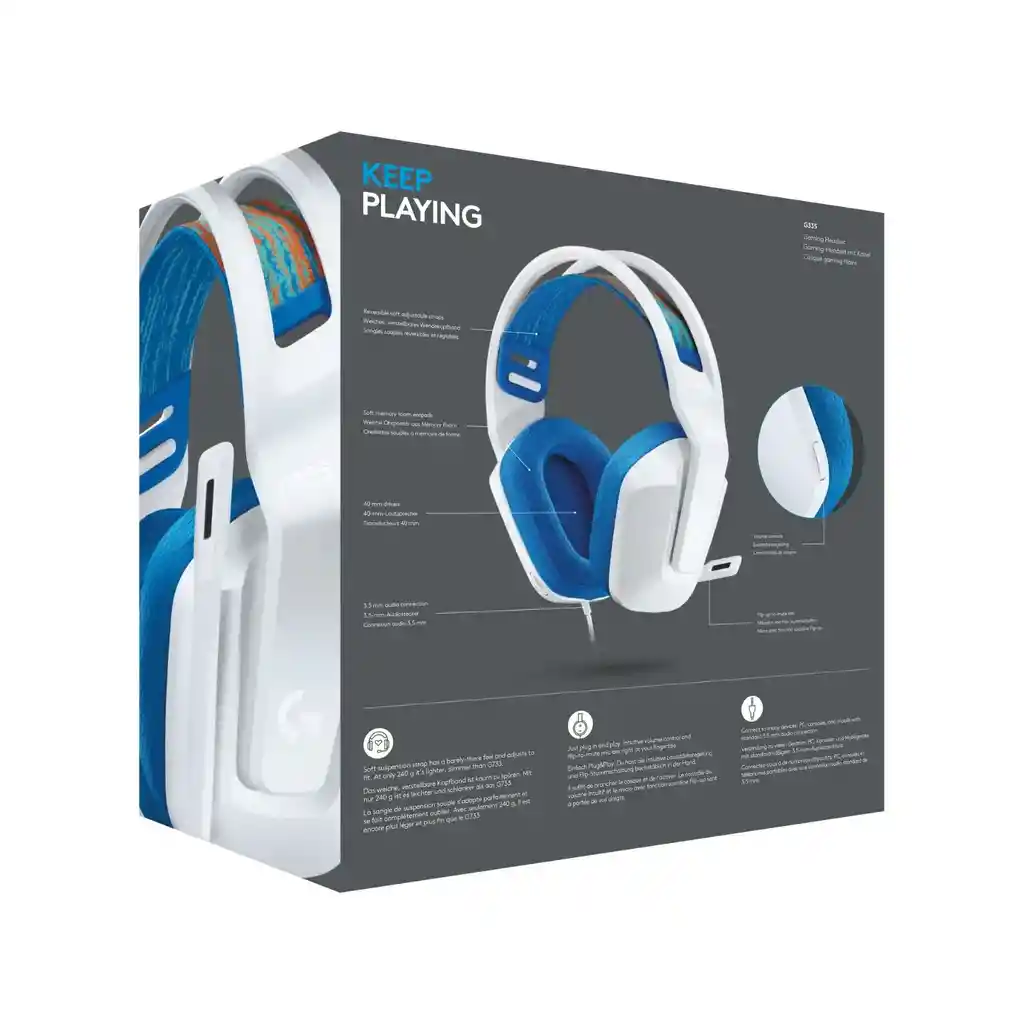 Audifonos Diadema Gaming Logitech G335 /cable Blanco