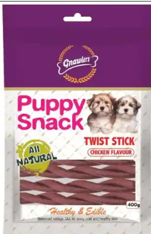 Gnawlers Puppy Snack Twist Stick Chicken Flavour