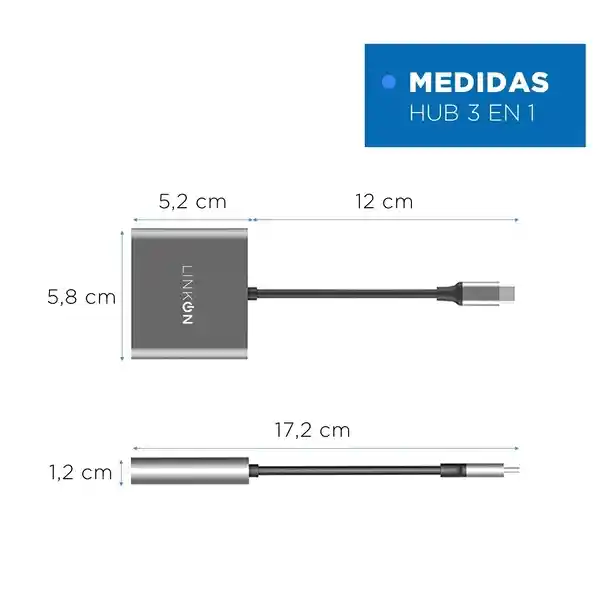 ¡hub Usb-c 3 En 1 De Alta Velocidad Linkon!