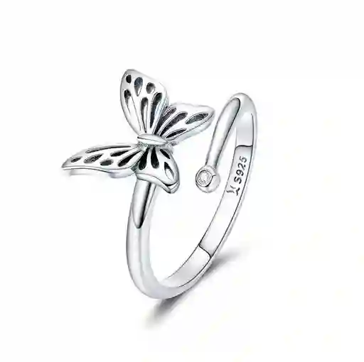 Anillo Ajustable Para Mujer Mariposa Fabricado En Plata 925