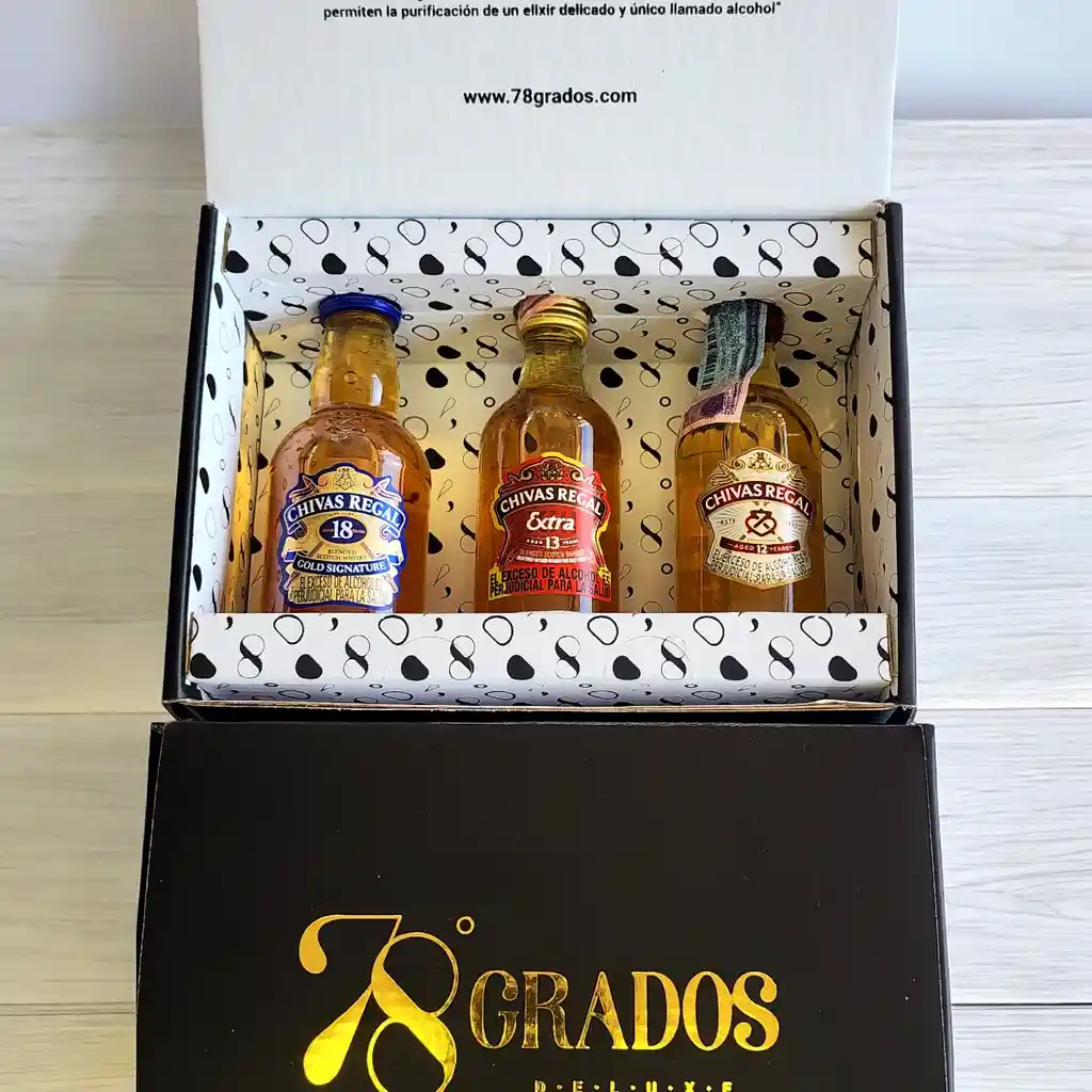 Caja Con Mini Botellas De Whisky Chivas Regal