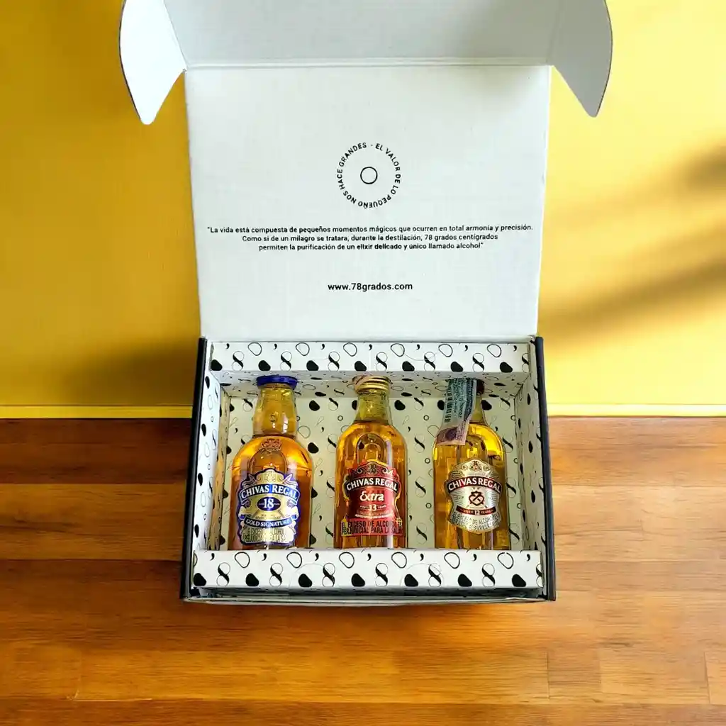 Caja Con Mini Botellas De Whisky Chivas Regal