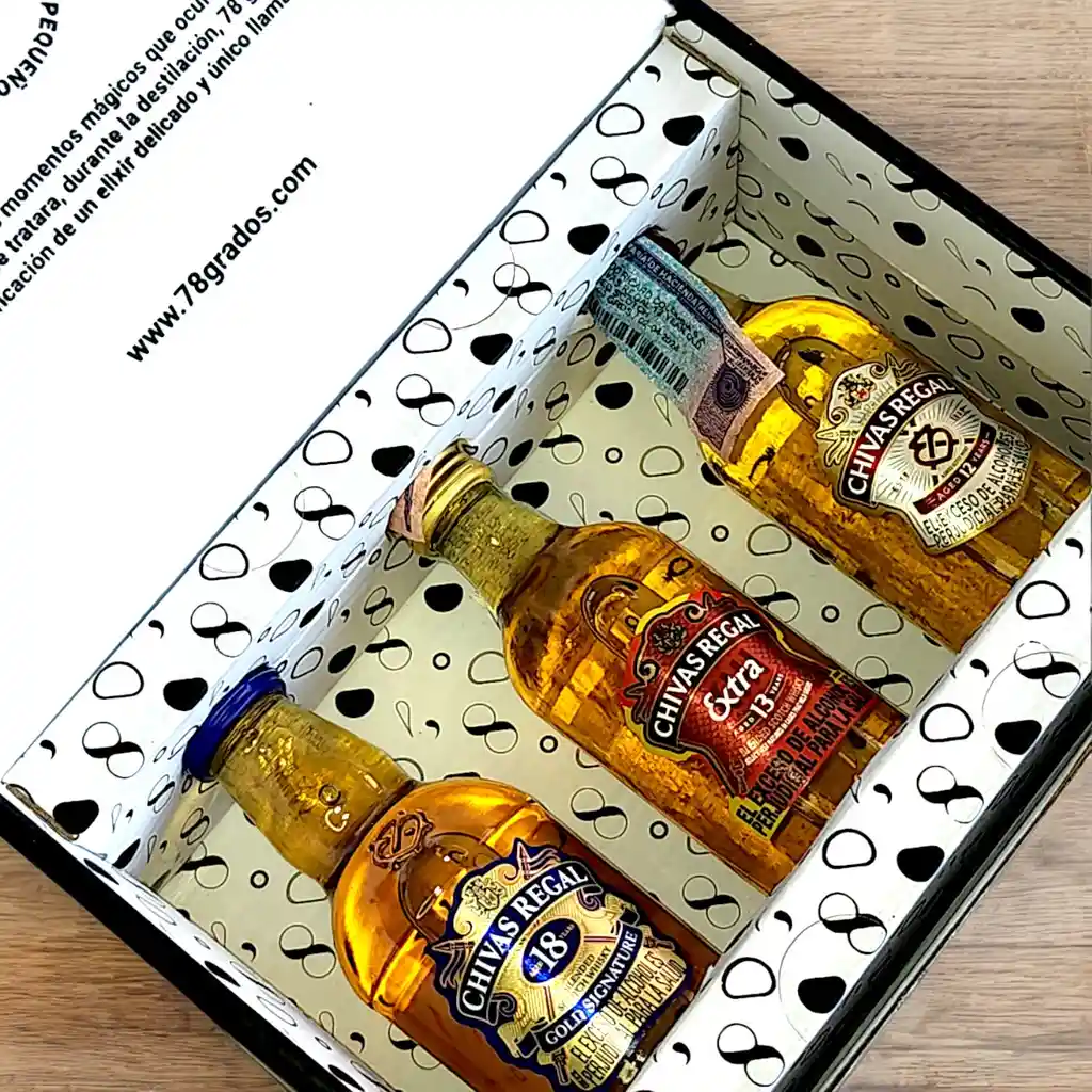 Caja Con Mini Botellas De Whisky Chivas Regal