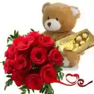 Ramo Con Oso Iris Y Chocolates Ferrero Rocher