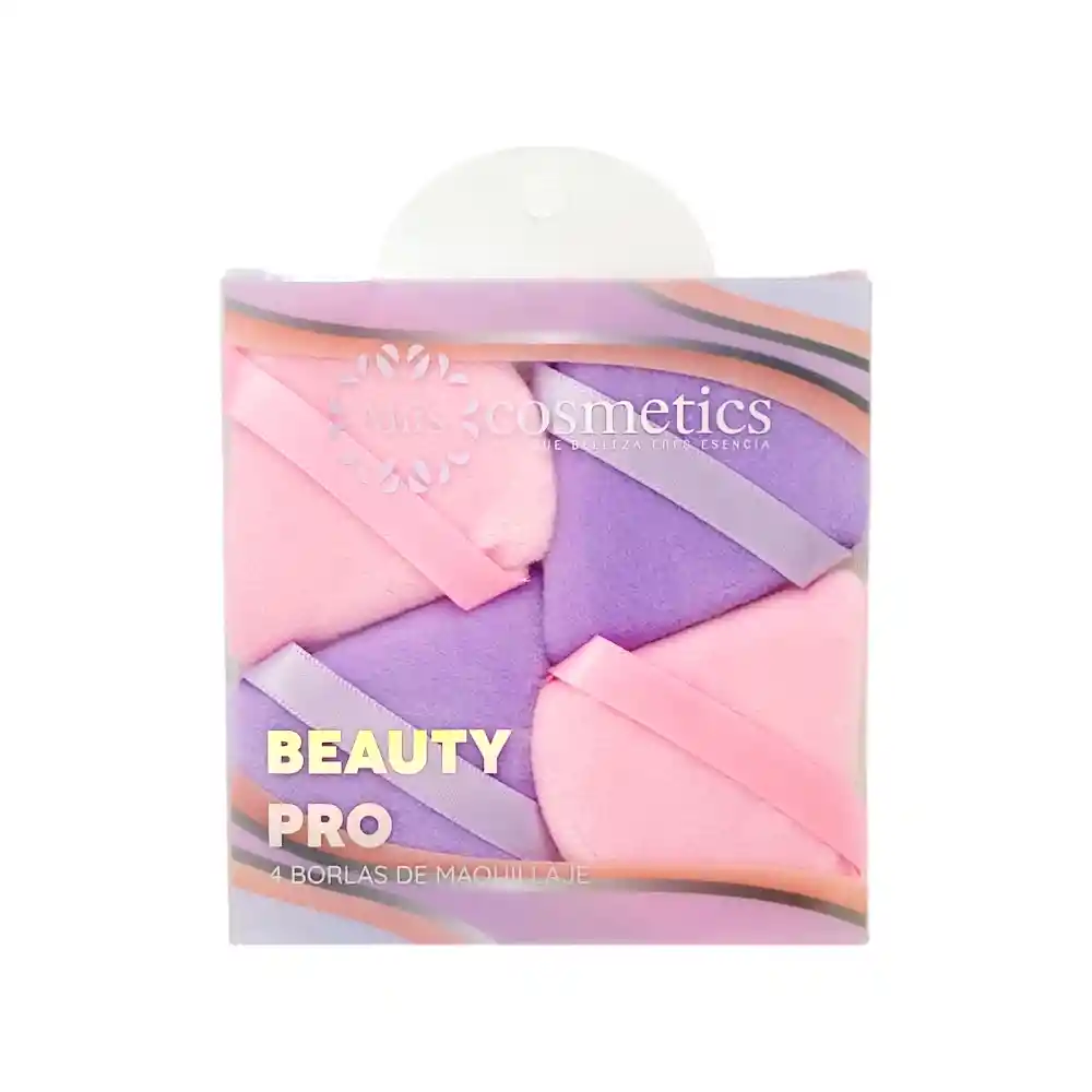 Set X 4 Borlas Puff Esponjas Maquillaje Beauty Pro