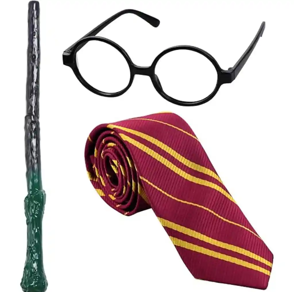 Kit De Harry Potter Gafas, Corbata Y Varita Disfraz Halloween