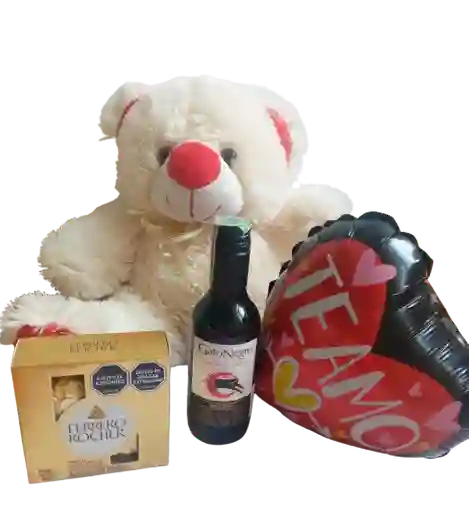 Combo Peluche , Vino Globo Y Chocolates