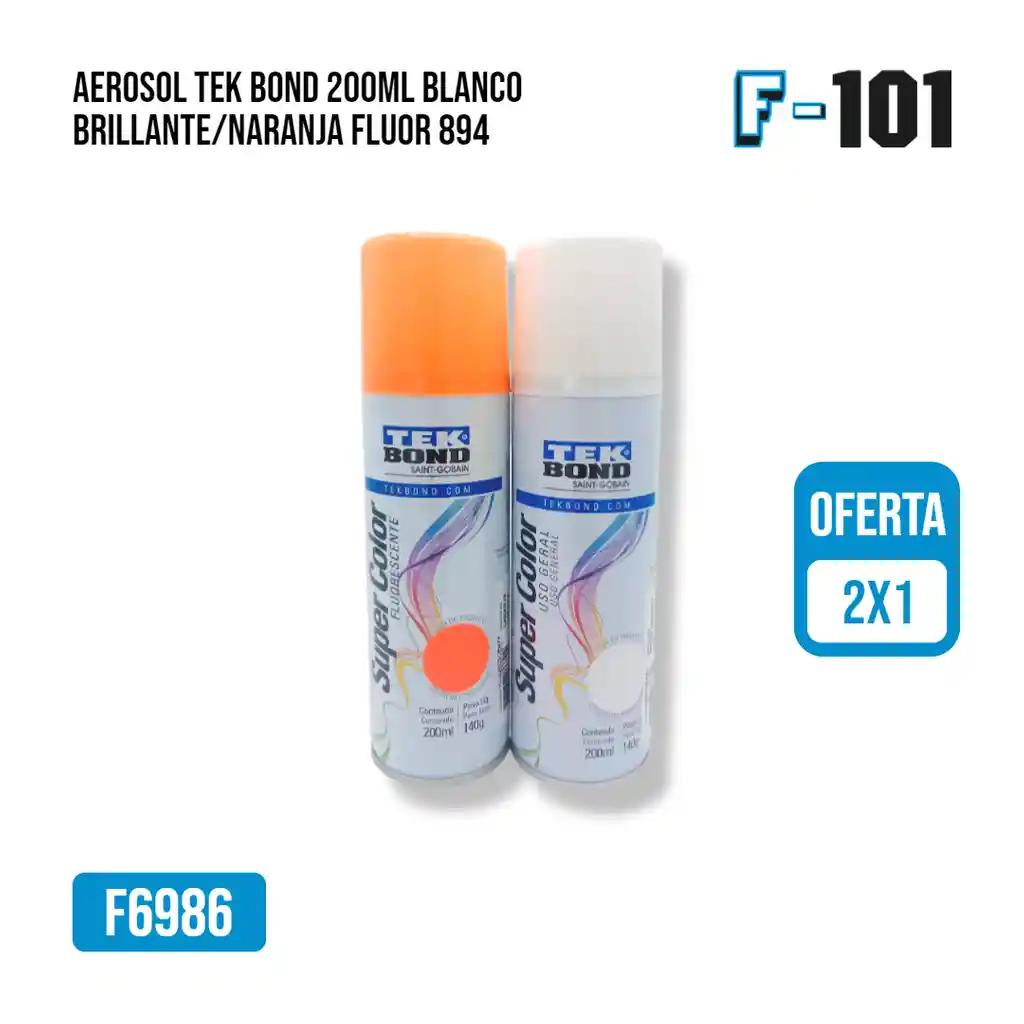 Aerosol Tek Bond 200ml Blanco Brillante/naranja Fluorecente 894