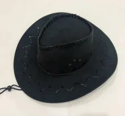 Sombrero Para Halloween De Vaquero Negro Con Costuras Decorativas En Zigzag