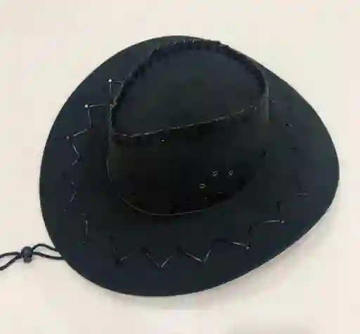 Sombrero Para Halloween De Vaquero Negro Y Cafe Con Costuras Decorativas En Zigzag