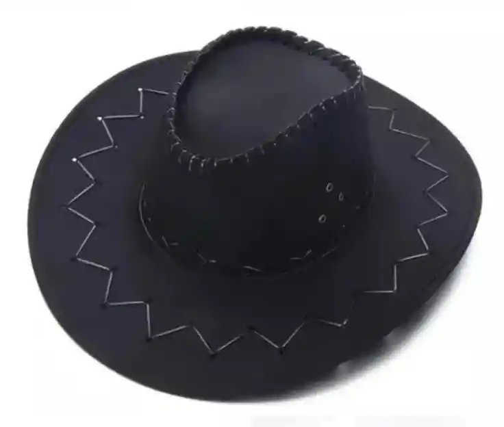 Sombrero Para Halloween De Vaquero Negro Y Cafe Con Costuras Decorativas En Zigzag