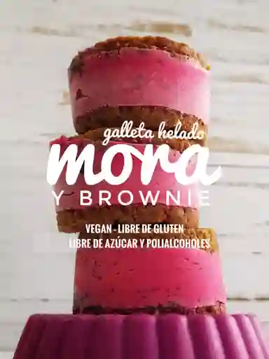 Mora Y Brownie - Galleta Helado, Vegana, Libre De Azúcar Y Polialcoholes - Saludable