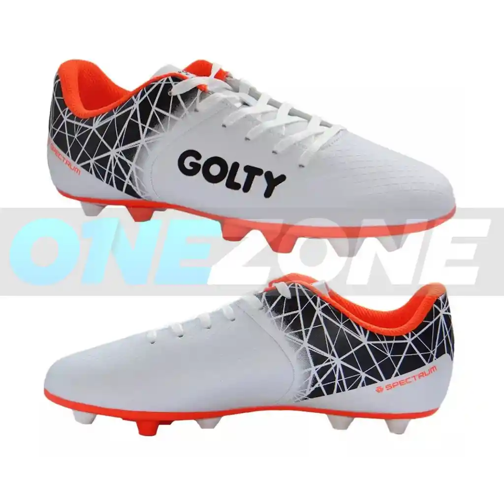 Guayos Adulto Golty Spectrum, Cesped Natural, Sintetica Talla: 9.5/ Blanco-naranja