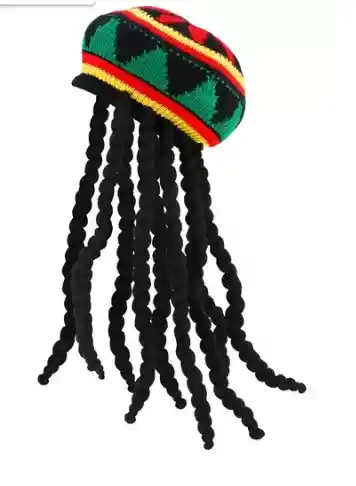 Disfraz Sombrero Rasta Hippie Bob Marley Jamaica Peluca Larga