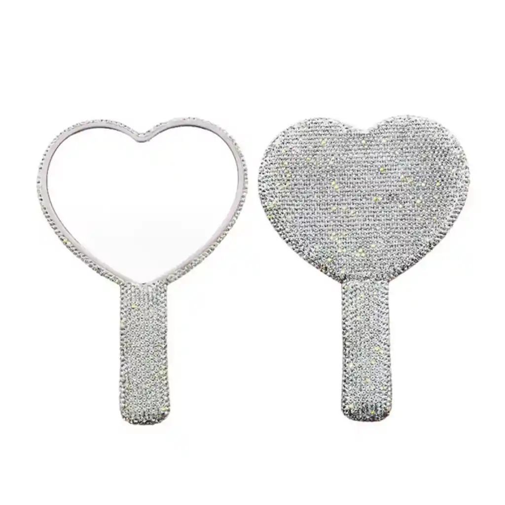 Espejo De Corazon Con Glitter Blanco