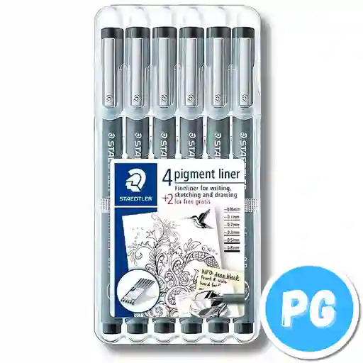 Estuche Rapidografos Staedtler X6 Unds (0.05, 0.1, 0.2, 0.3, 0.5 Y 0.08 Mm)