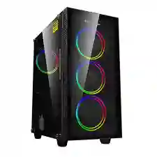 Chasis Gamer Wattana Obruks Wa-ch3603 Negro + 4 Ventiladores Gmx-12- Dbb Argb Chasis De 4 Ventiladores Colo Negro