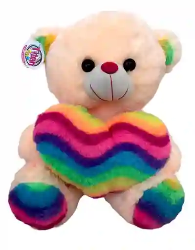 Peluche Oso Corazón Arcoiris Dice Te Amo 40 Cm
