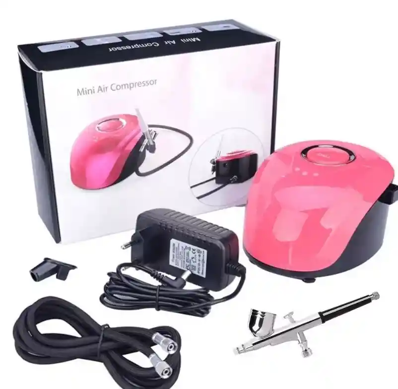 Kit De Aerógrafo Mini Compresor Belleza Portátil Eléctrico