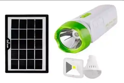 Kit Linterna Recargable 3w Portátil Liviana Con Panel Solar